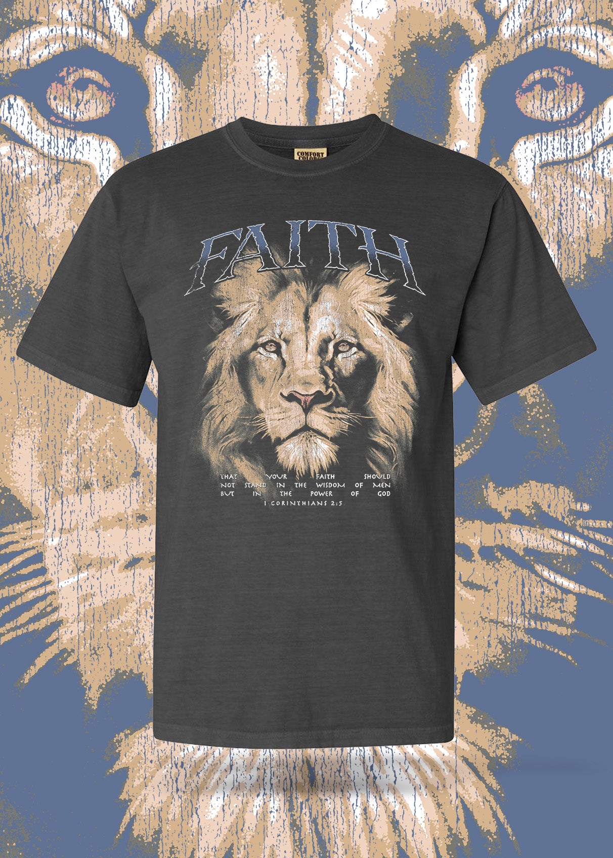 Lion Faith T-Shirt: Dark Grey – Mayhem Nation - Main Image