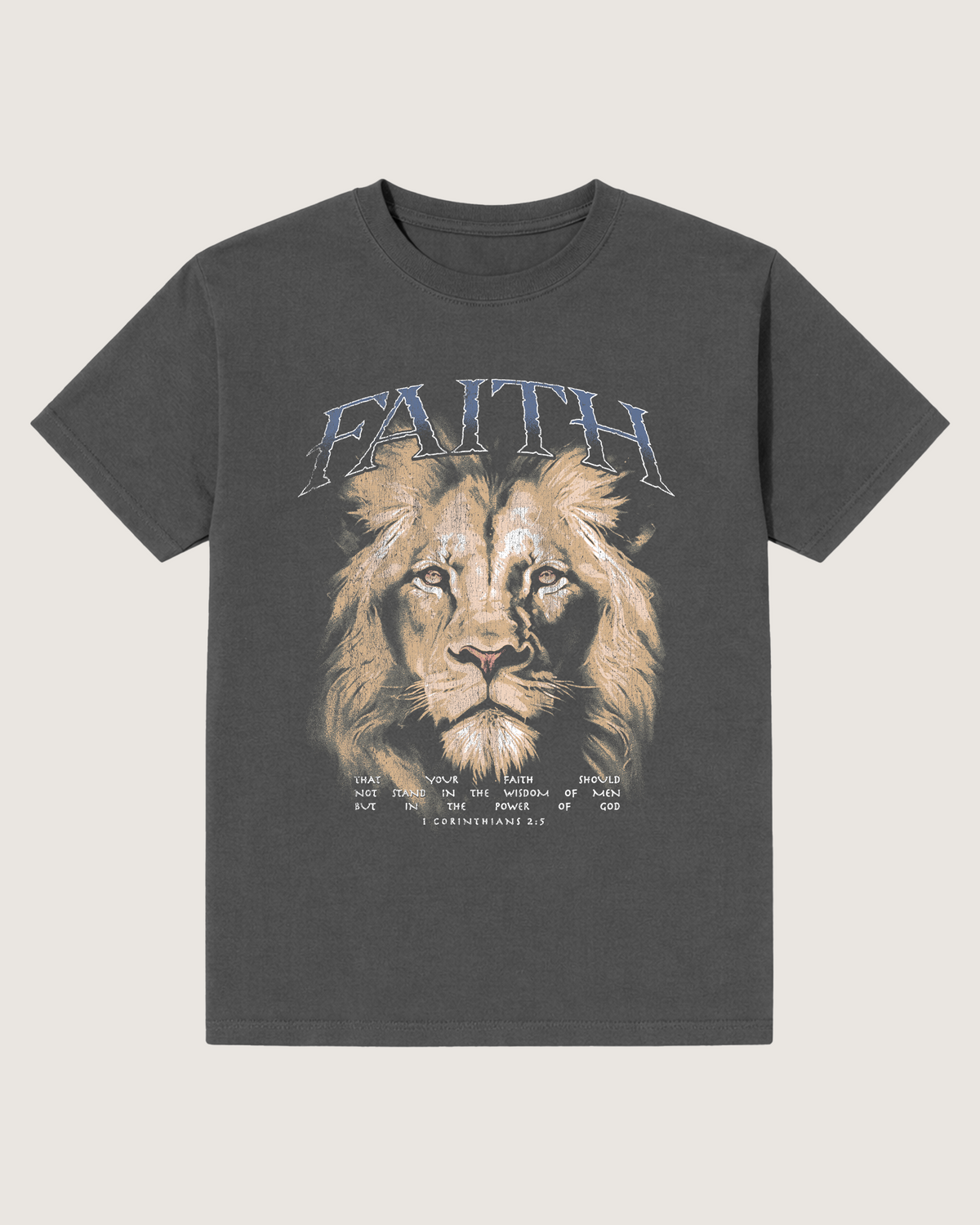 Lion Faith T-Shirt: Dark Grey – Mayhem Nation