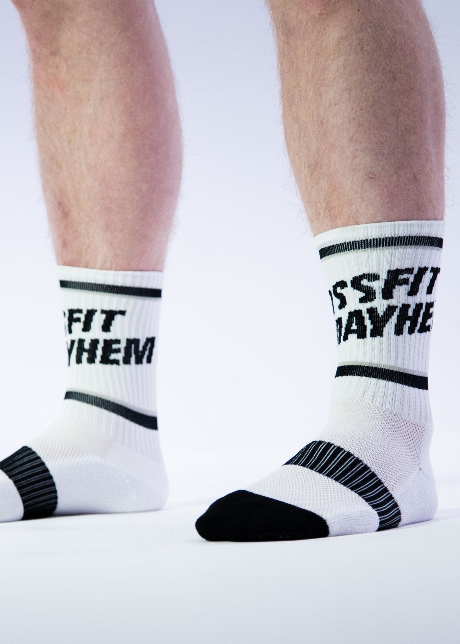 Mayhem Athlete Crew Socks: White + Black - MAYHEM NATION